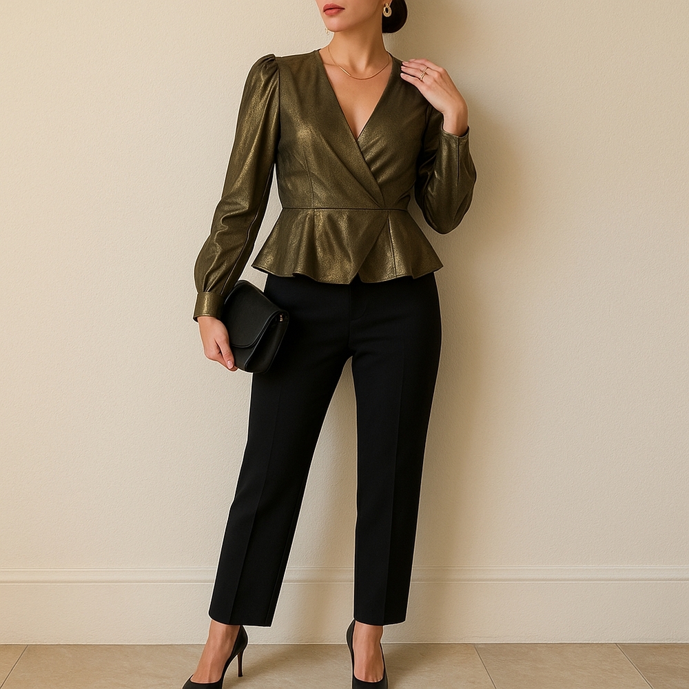 Metallic Long Sleeve Blouse
